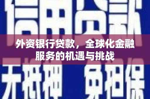 肇州外资银行贷款，全球化金融服务的机遇与挑战